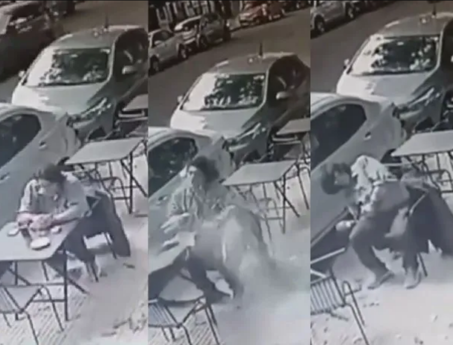 Se salvo de milagro, mientras tomaba un café se le cayó un blindex en la cabeza 