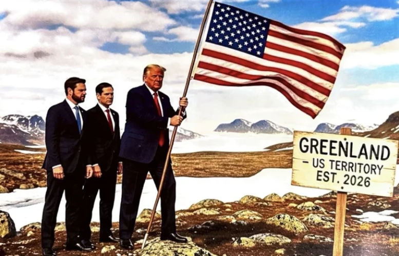 Trump publicó una imagen con la bandera de Estados Unidos en Groenlandia