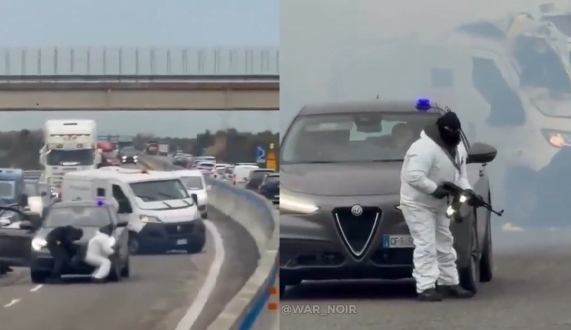Espectacular asalto con explosiones y tiroteos a un furgón blindado en Italia