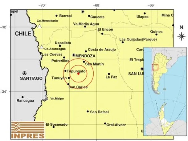 Un fuerte temblor de magnitud 6,2 se hizó sentir en Mendoza