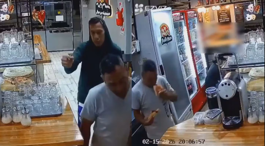 Robaron y huyeron comiendo pizza