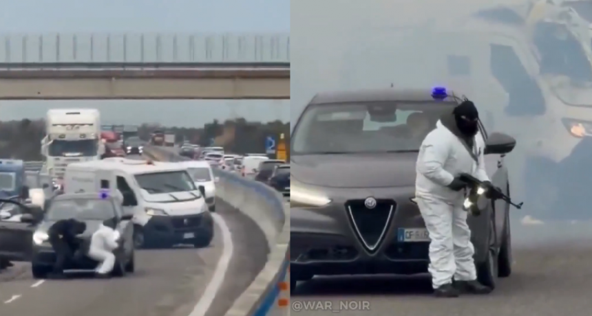 Espectacular asalto con explosiones y tiroteos a un furgón blindado en Italia
