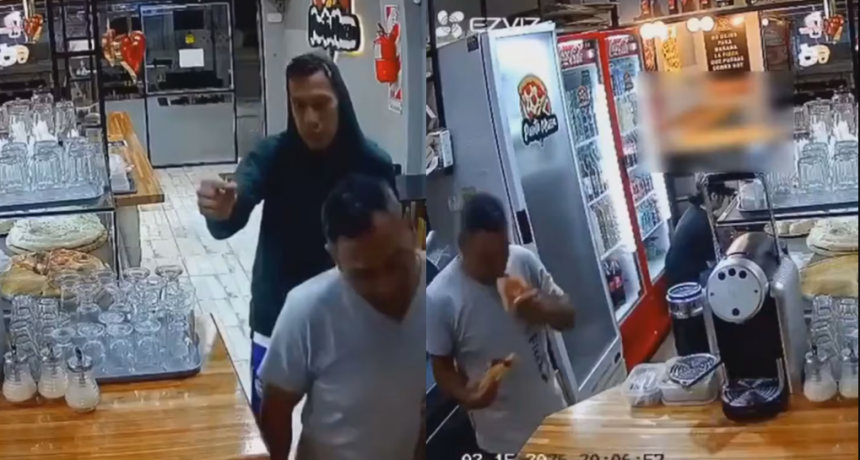 Robaron y huyeron comiendo pizza