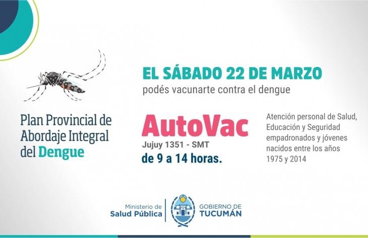 El AutoVac será el nodo habilitado este sábado 22 de marzo para la vacunación contra el Dengue