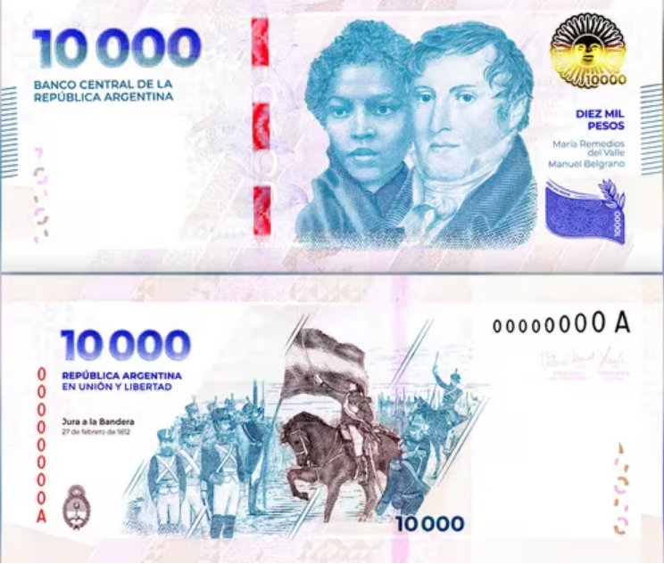 El Central puso en circulación el nuevo billete de $ 10.000
