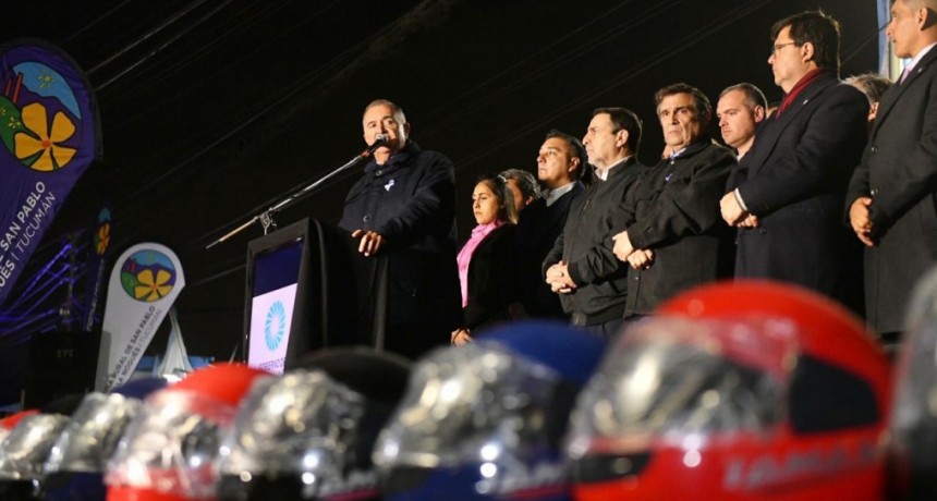 Jaldo inauguró un centro de monitoreo, obras en San Pablo y entregó motos a comunas