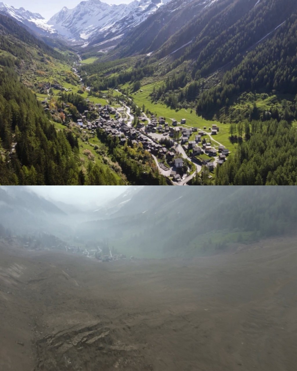 Suiza: una abalancha de hielo y piedras sepultó un pueblo 