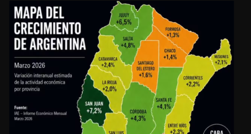 Sin Tucum&aacute;n ni Malvinas: el mapa que compartieron Milei y Caputo para celebrar el crecimiento en el pa&iacute;s