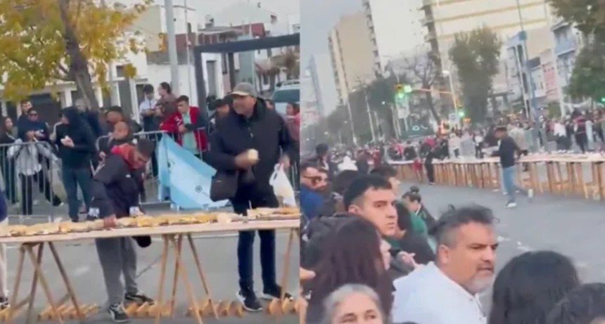 Serios disturbios en el evento del s&aacute;ndwich de matambre a la pizza m&aacute;s largo del mundo 