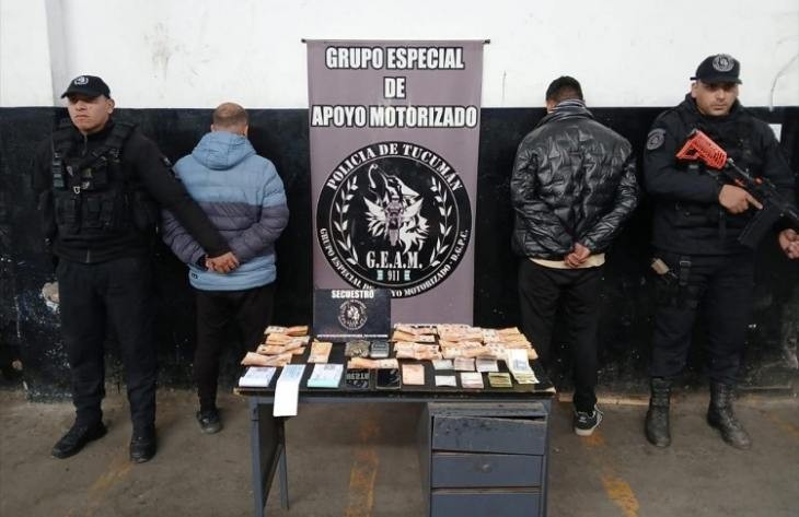 Amenazas droga y dinero dos detenidos  y un millón de pesos