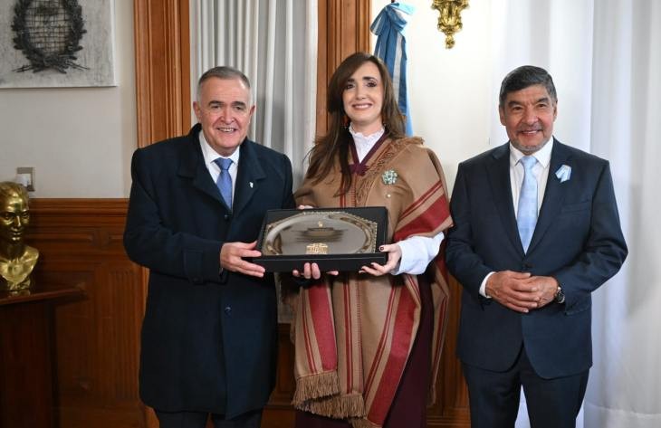 9 de Julio: Jaldo recibi&oacute; a la vicepresidenta Victoria Villarruel en Casa de Gobierno