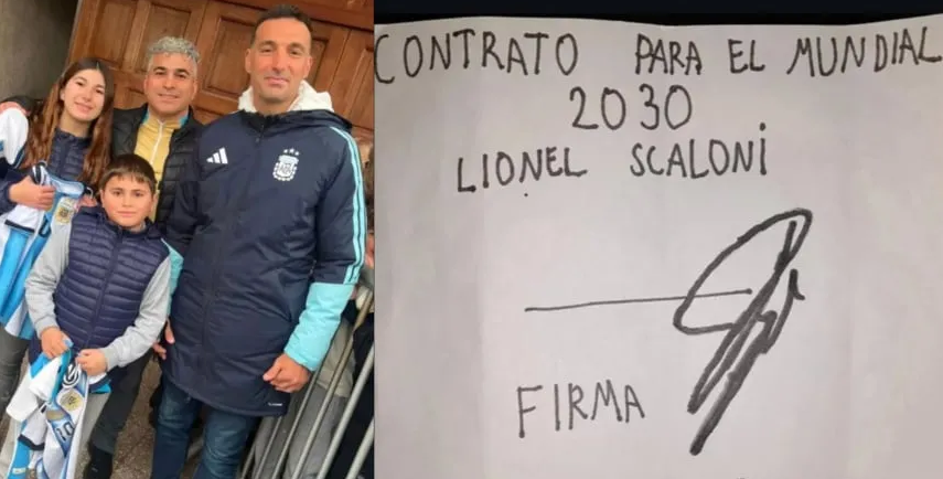 "Ahora te toca a vos, Chiqui": Scaloni firm&oacute; contrato con un nene para quedarse en la Selecci&oacute;n