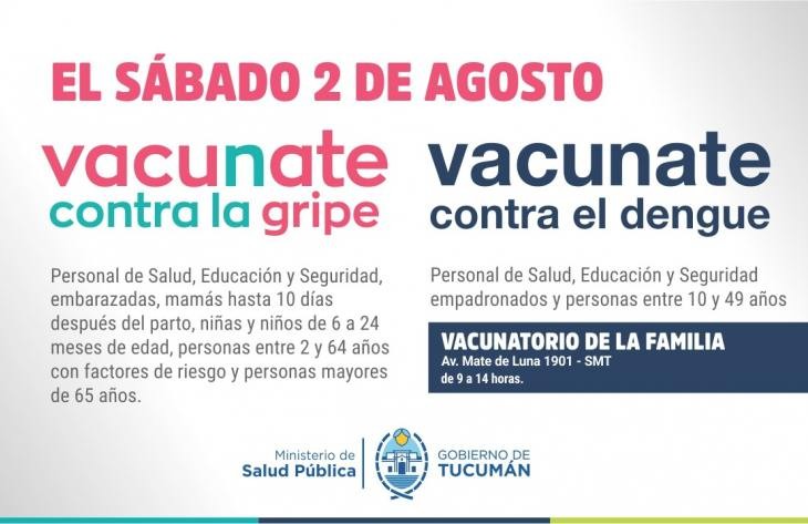 Jornada de vacunación contra la gripe y el dengue este sábado