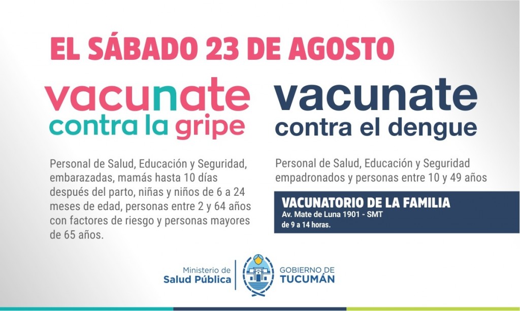Este sábado se vacunara contra la gripe y el dengue