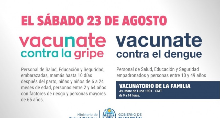 Este sábado se vacunará contra la gripe y el dengue