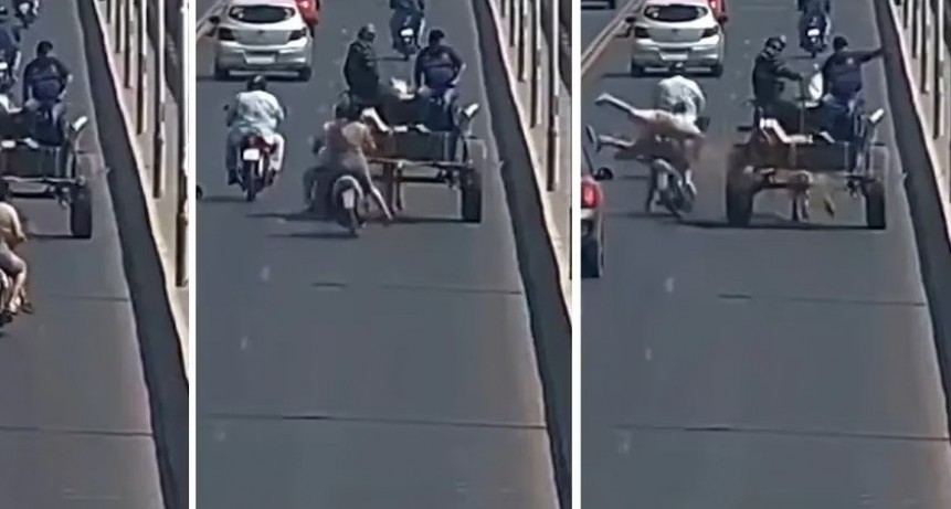 Quiso adelantarse a un carro con su moto y chocó en el puente Lucas Córdoba 