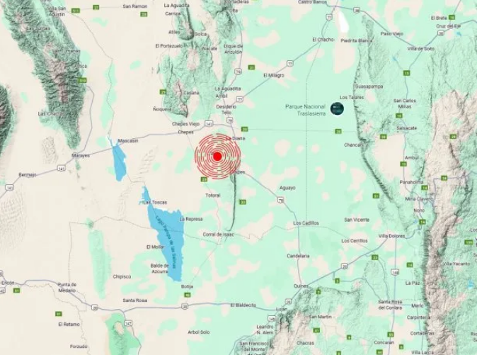 Un fuerte sismo se registró en La Rioja con epicentro cercano a Córdoba y San Luis