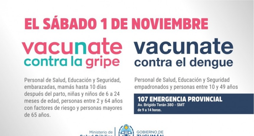 Salud realiza este sábado una jornada de vacunación contra la gripe y el dengue