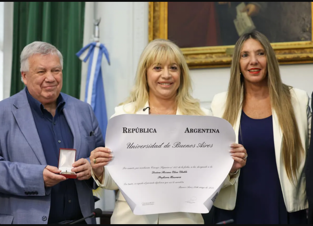 La intendenta Rossana Chahla fue distinguida con el título de Profesora Honoraria de la UBA