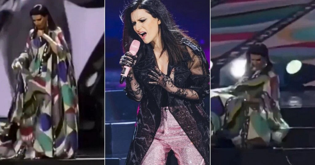 La terrible caída de Laura Pausini en el escenario