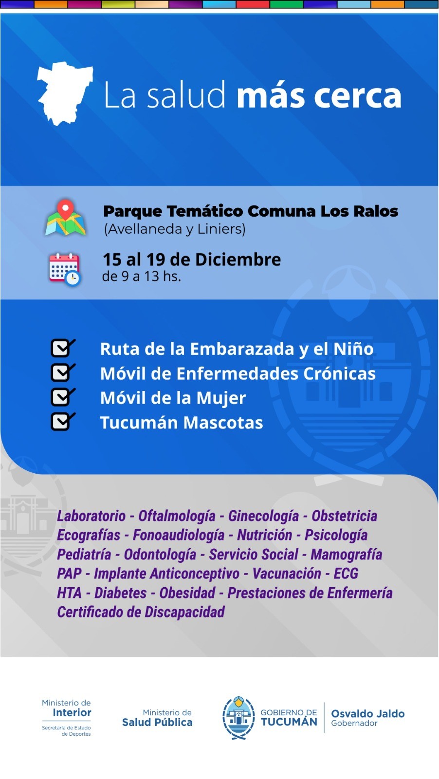 Los móviles de “La Salud más Cerca” estarán en la Comuna de Los Ralos